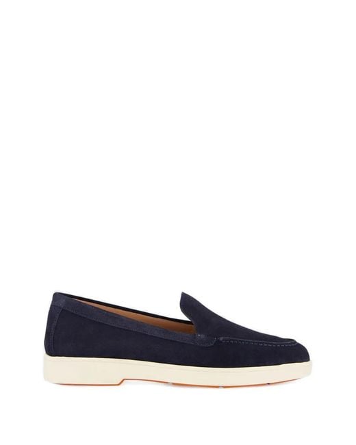 Santoni Blue Suede Loafers