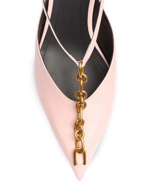 Balmain White Sync Chain Kitten Slingbacks