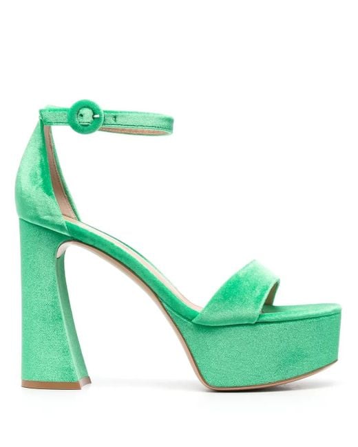 Gianvito Rossi Green Holly 125Mm Chenille Sandals