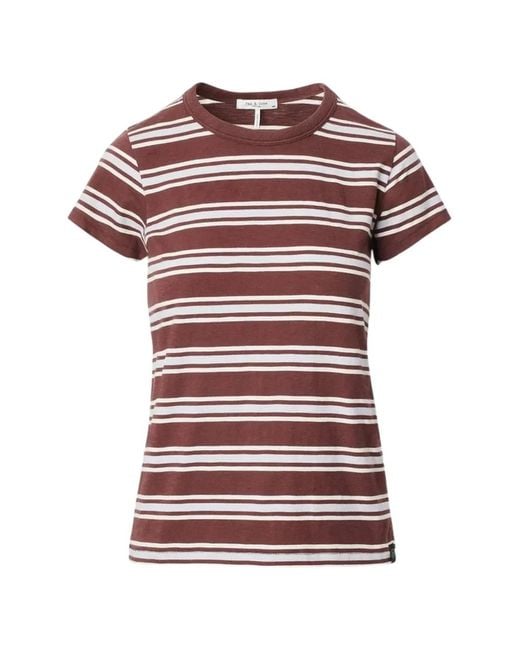 Rag & Bone Red Slub Striped T-Shirt