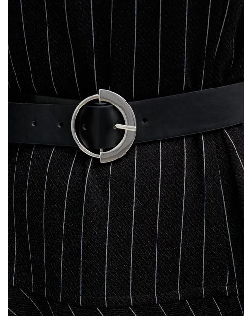 DKNY Black Striped Belted Mini Dress