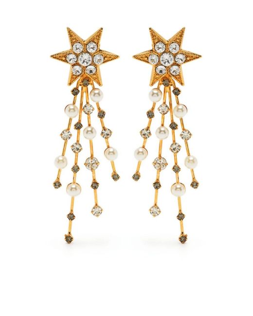 Jennifer Behr White Crystal-embellished Drop Earrings