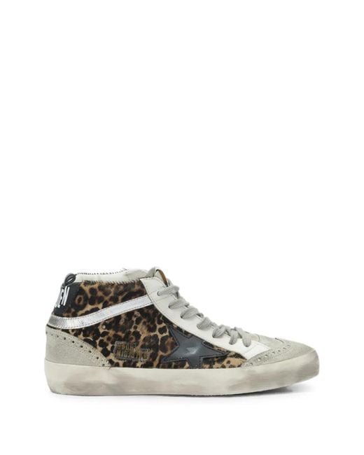 Golden Goose Deluxe Brand White Mid Star Leopard-Print Sneakers