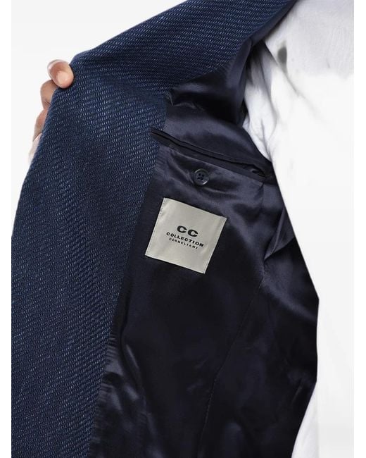 Corneliani Blue Single-Breasted Flap-Pocket Jacket for men