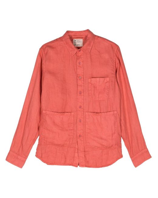 Aspesi Red Patch-pockets Hemp Shirt for men