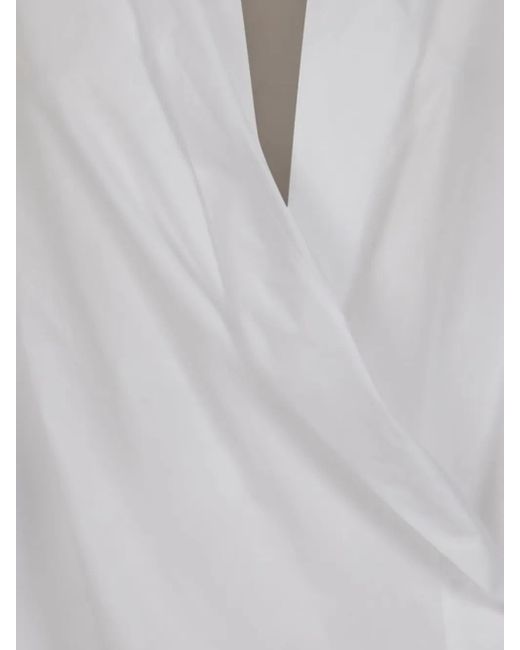 Alberta Ferretti White Wrap-Front Blouse
