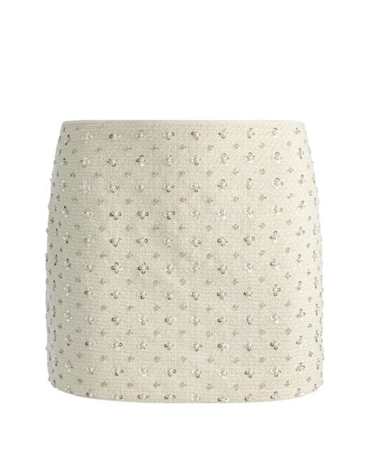 Alice + Olivia Natural Rubi Embellished Mini Skirt