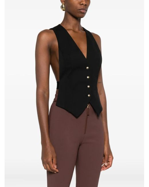 Elisabetta Franchi Black Button-Fastening Waistcoat