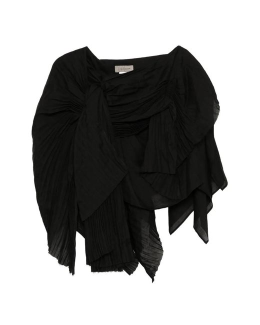 Yohji Yamamoto Black Asymmetric Draped Midi Skirt