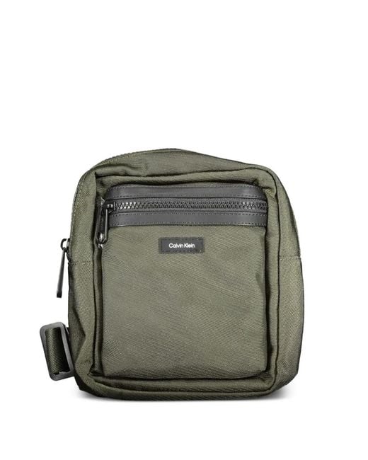 Calvin Klein Green Logo-Patch Messenger Bag for men