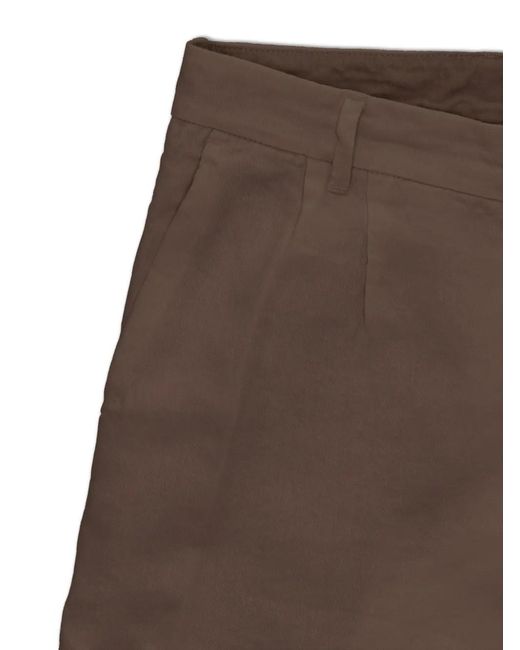 Fortela Brown Pleated Bermuda Shorts for men