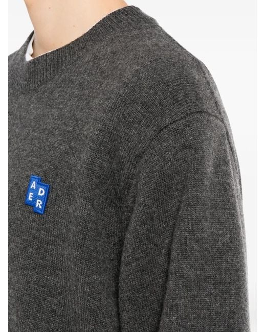 Adererror Black Logo-Patch Sweater for men