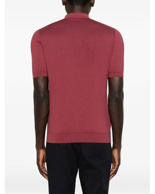 Fedeli Red Short-Sleeve Polo Shirt for men