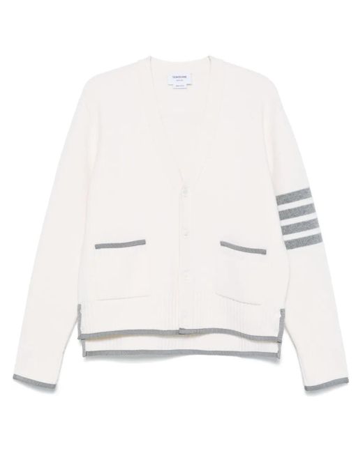 Cárdigan con motivo 4 Bar Stripe Thom Browne de hombre de color White