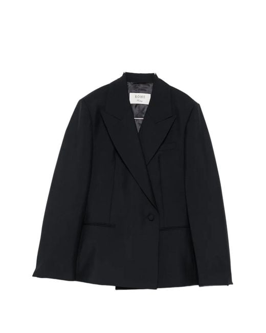 Rohe Blue Peak-Lapels Double-Breasted Blazer