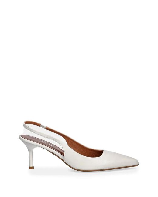 JONAK PARIS White Diamantine Pointed-Toe Slingback Pumps