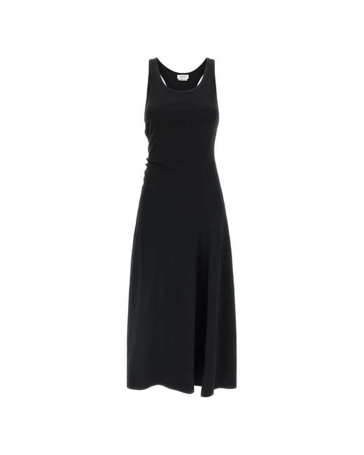 McQueen Black Corset Logo-Embroidery Dress