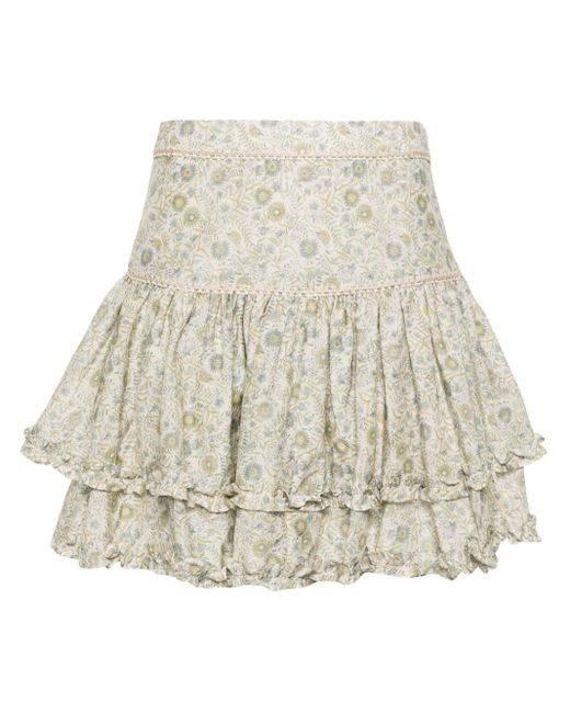 Ixiah Natural Dahlia-print Miniskirt Set