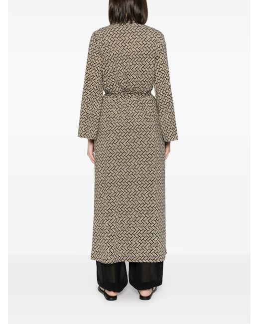 Siyu Natural Geometric-Print Wrap Coat