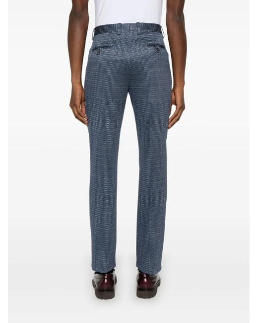 Etro Blue Pattern-Jacquard Trousers for men