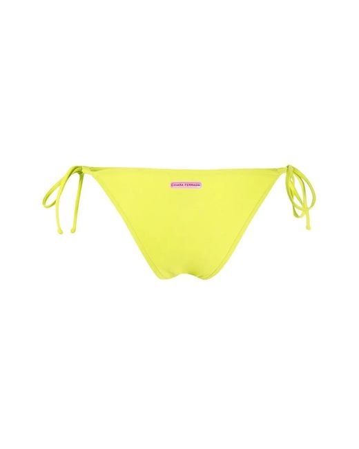 Chiara Ferragni Yellow Logo-Patch Bikini Bottoms