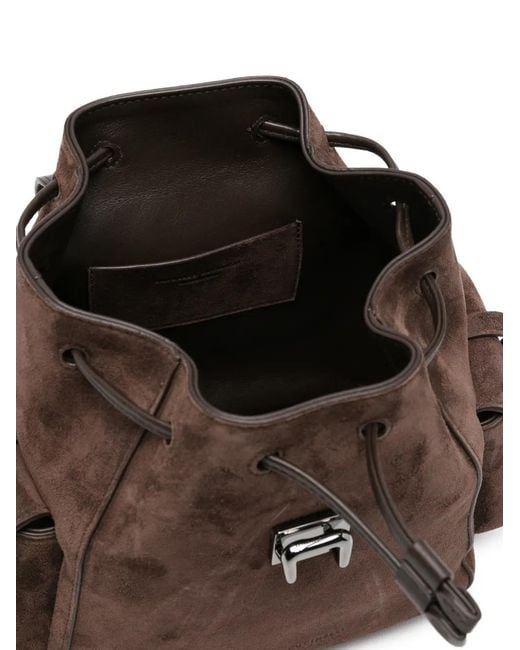 Brunello Cucinelli Brown Sartorial Suede-Finish Buckle-Fastening Backpack