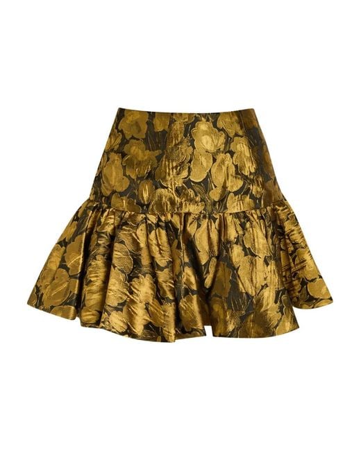 Ronny Kobo Natural Stormi Floral-Jacquard Mini Skirt