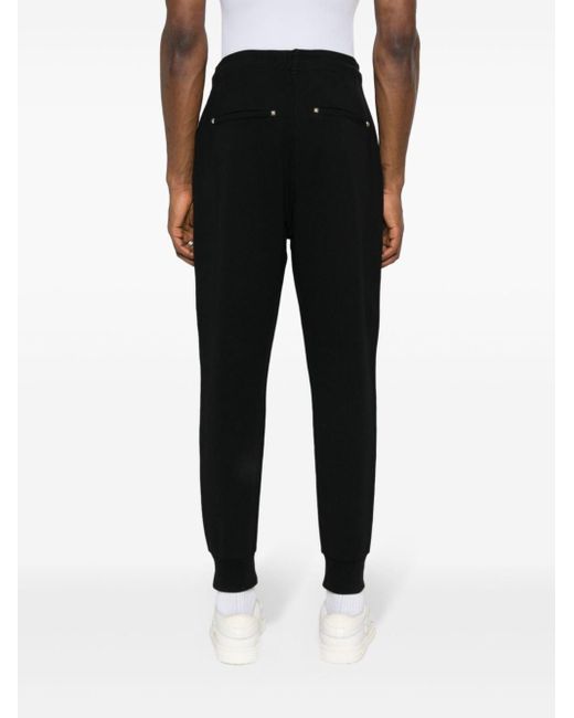 John Richmond Black Logo-embroidered Tapered Trousers for men