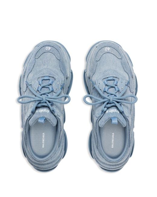 Balenciaga Blue Triple S Denim Mule Sneakers for men