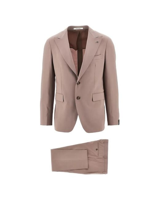 Tagliatore Pink Single-Breasted Peak-Lapel Suit for men