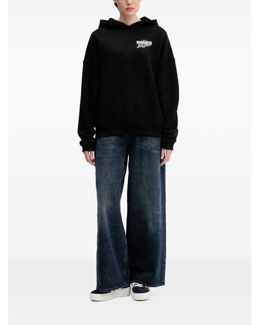 HUGO Black Graphic-Print Hoodie