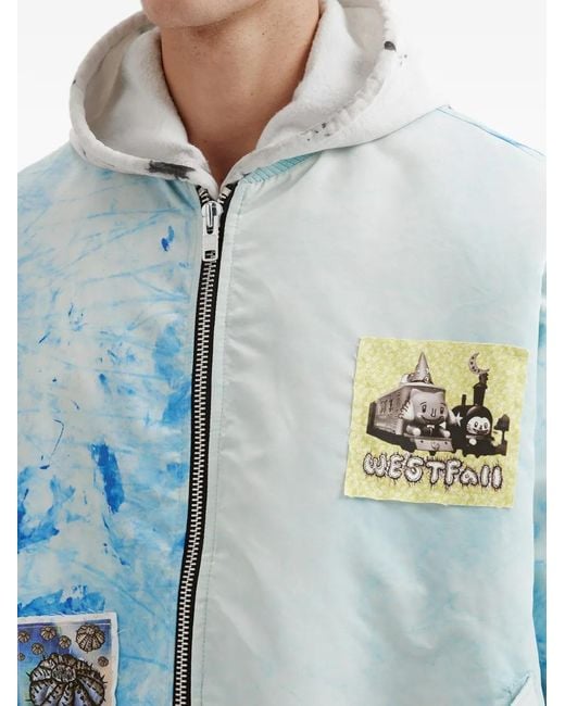WESTFALL Blue Tie-Dye Bomber Jacket for men