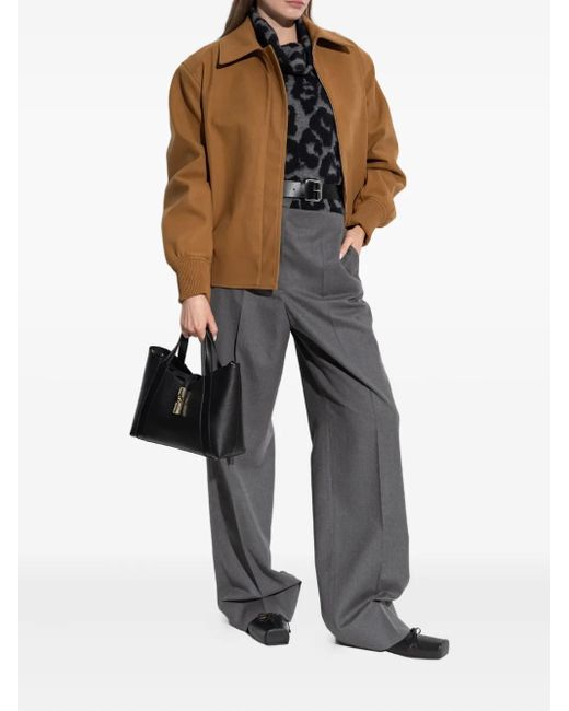 Stella McCartney Brown Collared Ribbed-Trim Jacket
