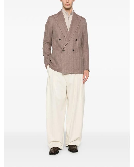 Tagliatore Brown Double-Breasted Patch-Pocket Blazer for men