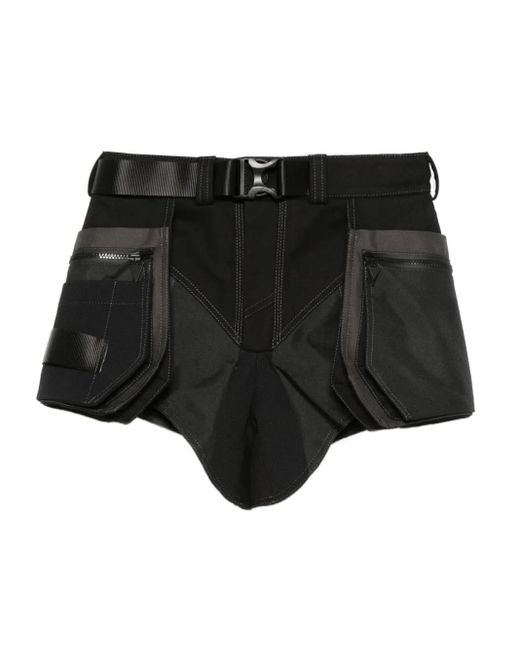 Mugler Black Belted Shorts