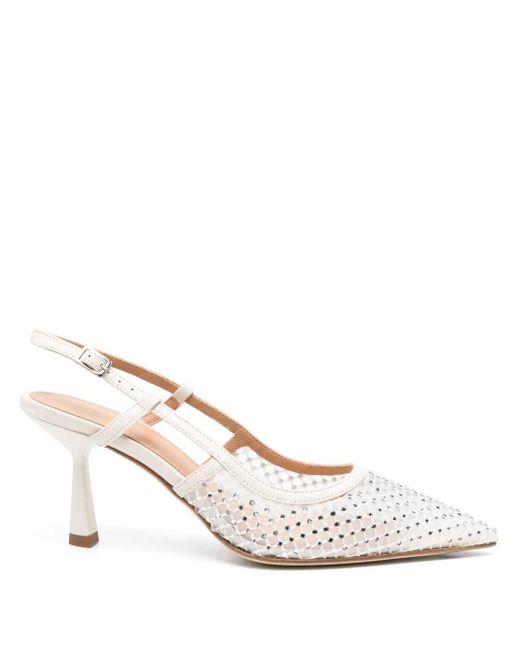 Chantal White 70Mm Leather Heeled Pumps