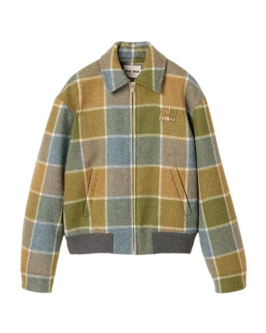 Veste À Logo Brodé Miu Miu en coloris Green