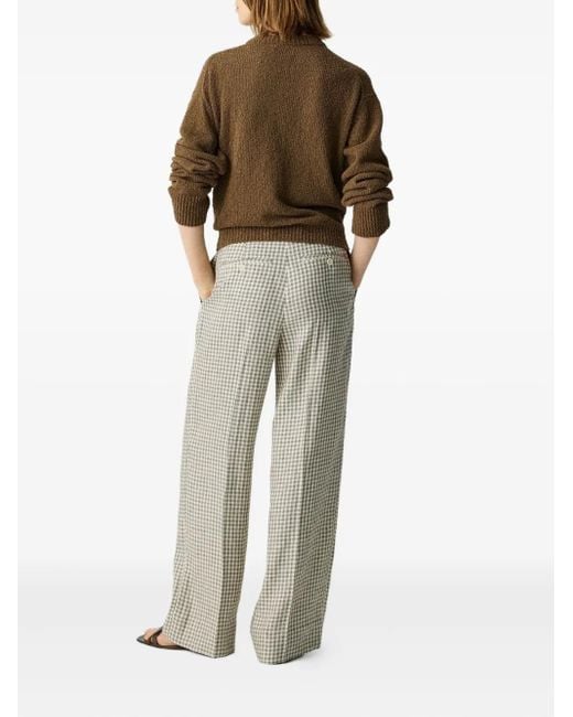 Pantalones rectos a cuadros gingham Theory de color Natural