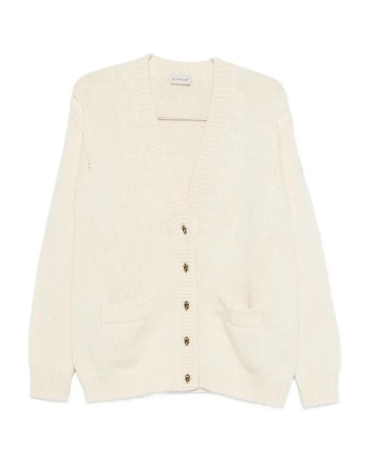 Moncler Natural Virgin Wool Cashmere Cardigan