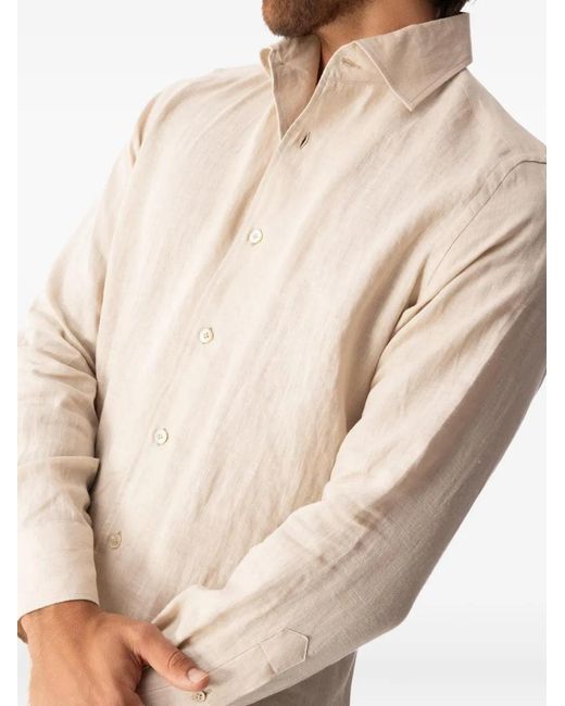 Eleventy White Long-Sleeve Button-Down Shirt for men