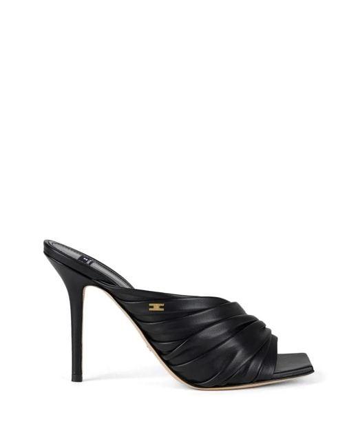 Elisabetta Franchi Black Nappa Leather Sandals