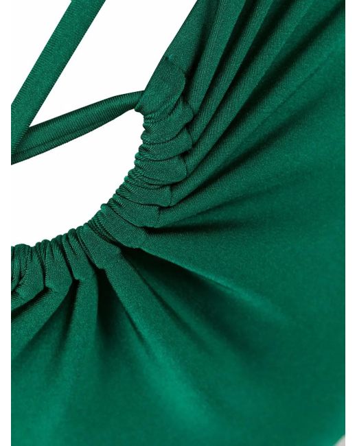 Noire Swimwear Green Lattice-Strap Halterneck Swimsuit