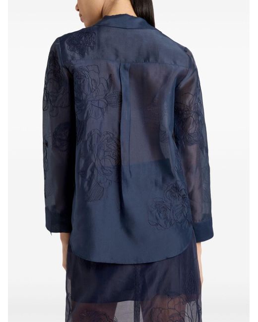 Cinq À Sept Blue Luna Floral-embroidered Shirt