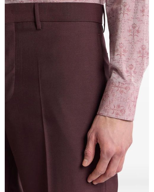 Etro Purple Wool Tailored Trousers for men
