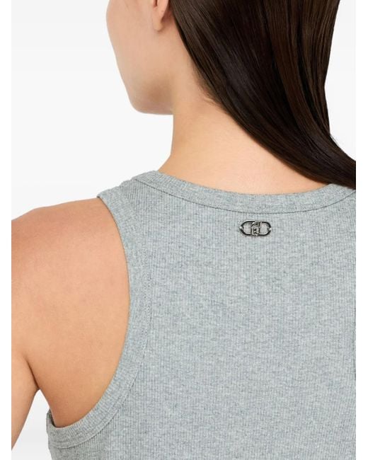 Liu Jo Gray Rhinestone-Embellished Top