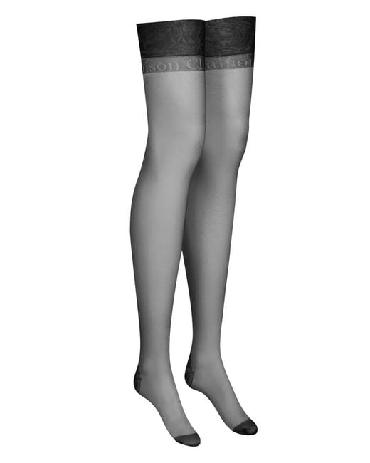 Maison Close Black Logo-Intarsia Semi-Sheer Stockings