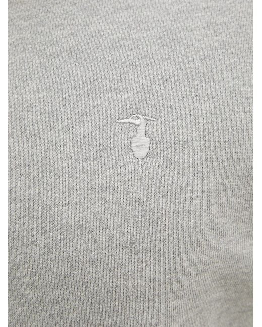 Trussardi Gray Logo-Embroidered Zip-Up Hoodie for men