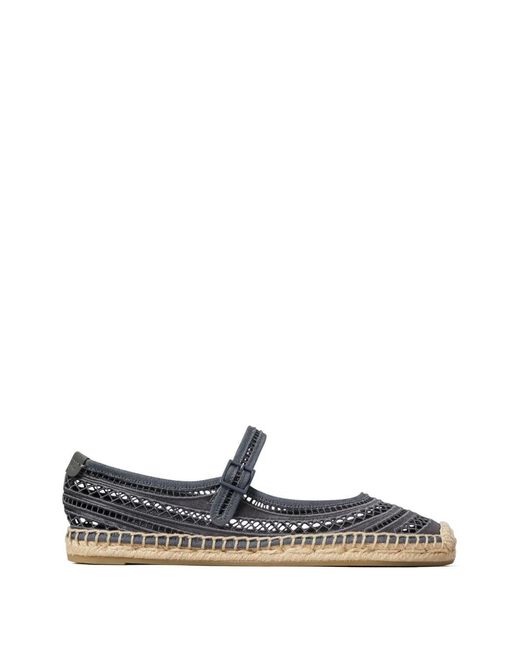 Tory Burch White Open-Weave Mary Jane Espadrilles