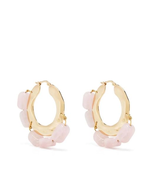 Jil Sander Pink Crystal-Embellished Hoop Earrings