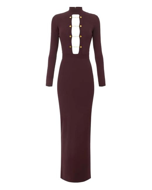 Elisabetta Franchi Purple Chain-Detail Cut-Out Maxi Dress